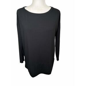 Eileen Fisher Black Drop Sleeve Viscose Spandex Top Oversized Medium Petite